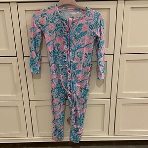 Kids Floral Pink and Blue Footie